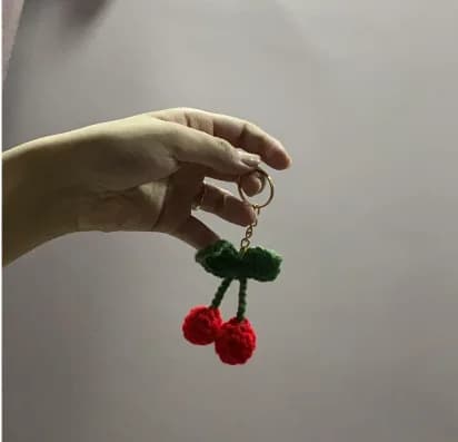 Handmade Crochet Cherry Keychain