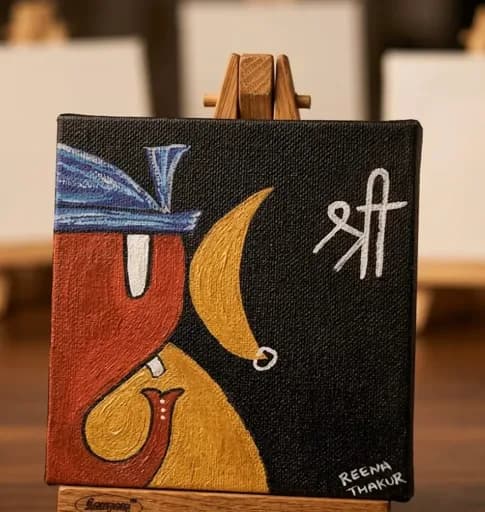 Miniature Ganesha Painting on Easel
