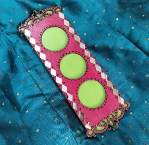 Handmade Pink & Green Triple Tealight Holder