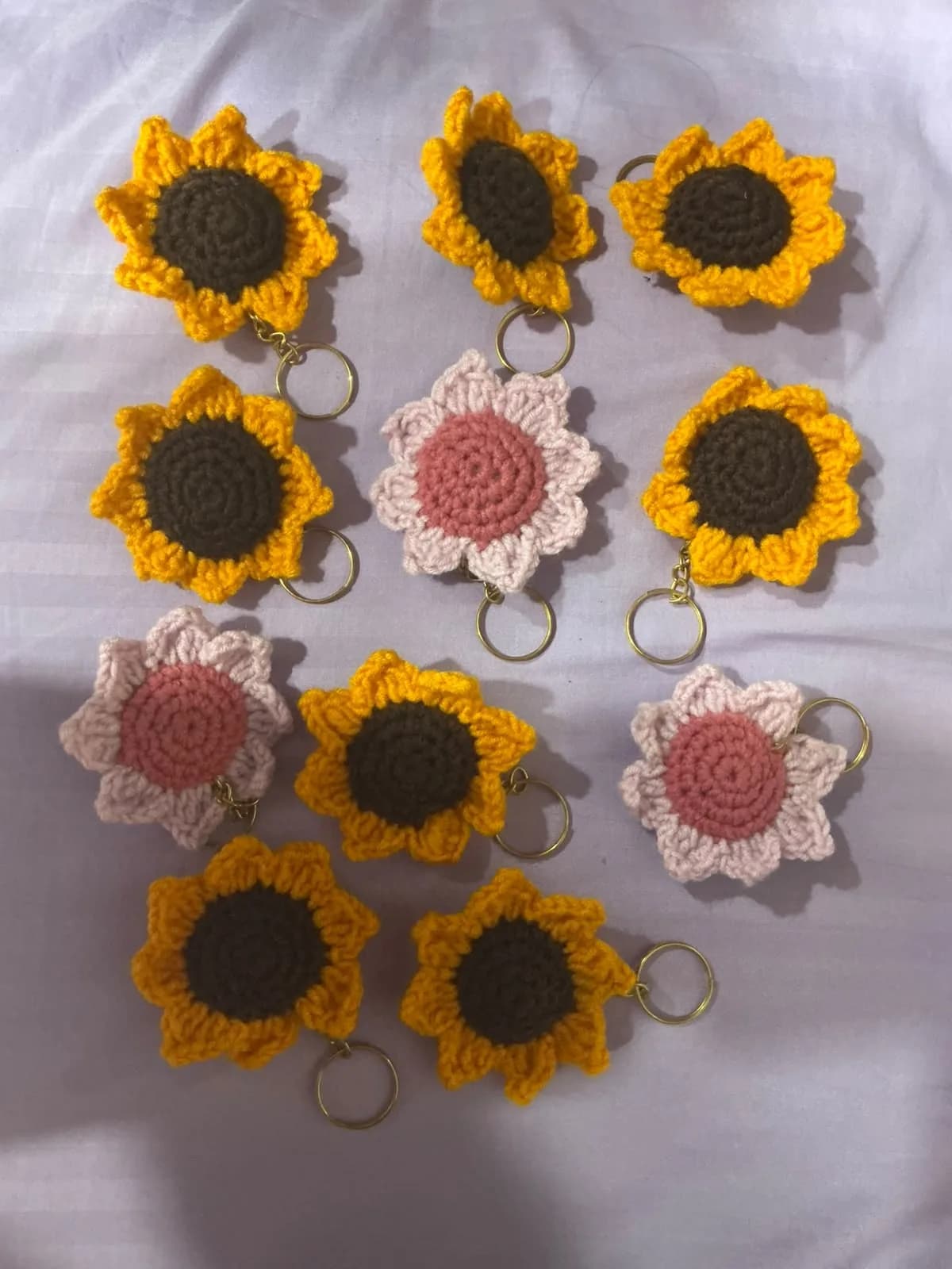 Handmade Crochet Sunflower Keychain