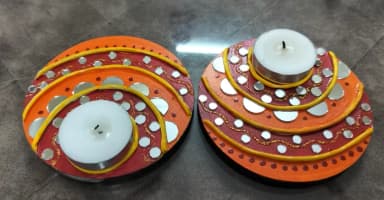 Festive Mirror-Work Tealight Holders